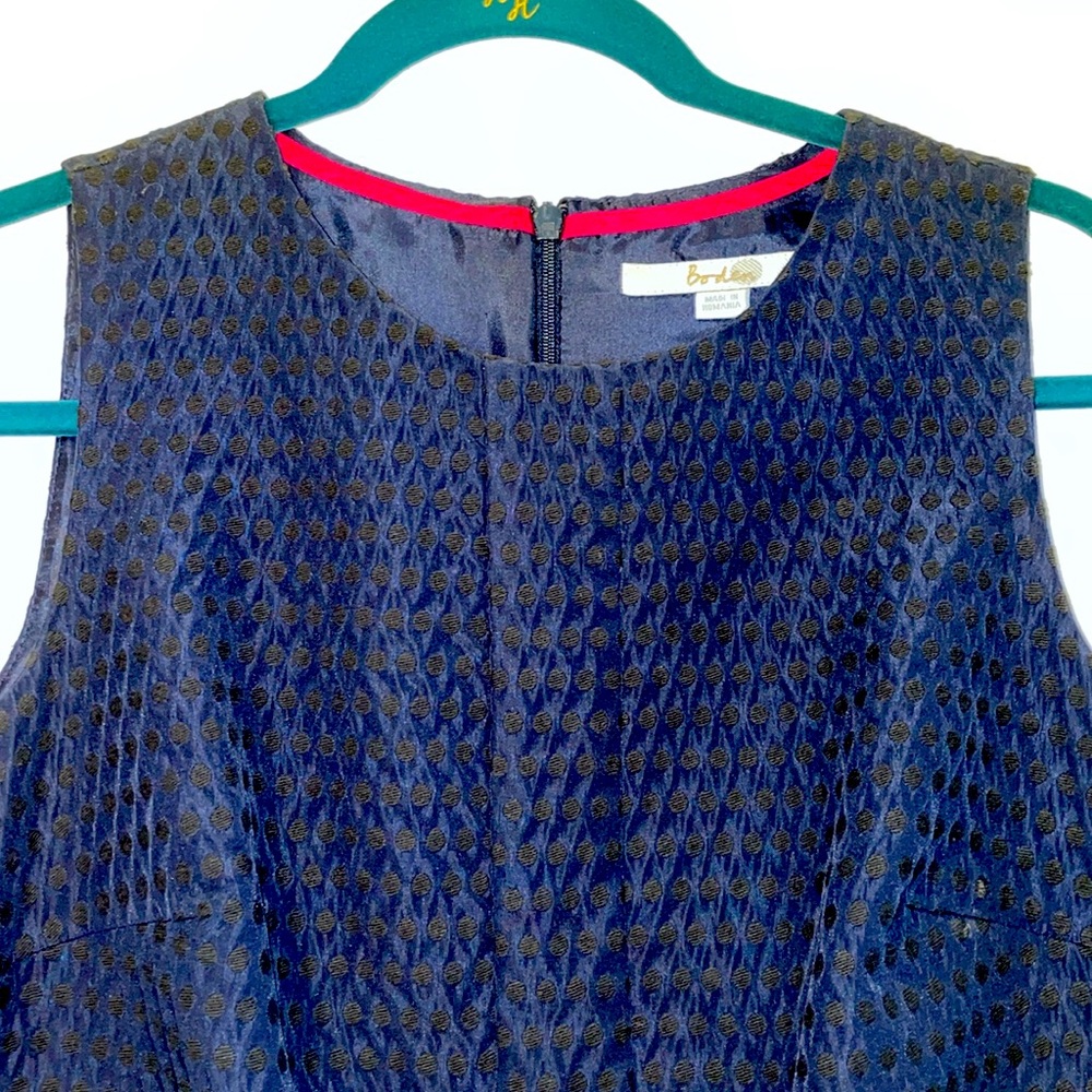 Boden cocktail sheath dress Navy with black dots lined 6R price